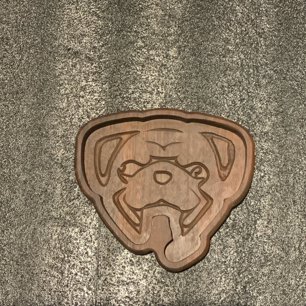 Handmade Walnut Pug Tray – CNC Carved, 7x7 Organic Finish